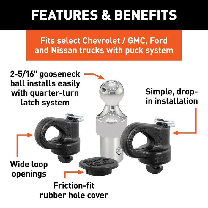 OEM COMPATIBLE GOOSENECK BALL AND SAFETY CHAIN ANCHOR KIT FOR FORD GM TITAN XD